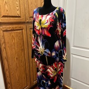 New INC International Concepts Black Floral Midi Dress XXL